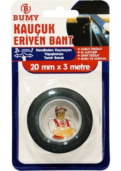 Kauçuk Eriyen Bant Siyah 20 mm x 3 Metre