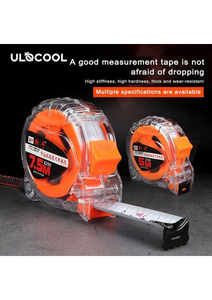 Düşmeye Dayanıklı ve Aşınmaya Dayanıklı Şeffaf 3-10 M Çelik Mezura Metal Mezura Su Geçirmez Mezura Metre (Yurt Dışından)