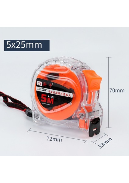 Düşmeye Dayanıklı ve Aşınmaya Dayanıklı Şeffaf 3-10 M Çelik Mezura Metal Mezura Su Geçirmez Mezura Metre (Yurt Dışından) fiyatları