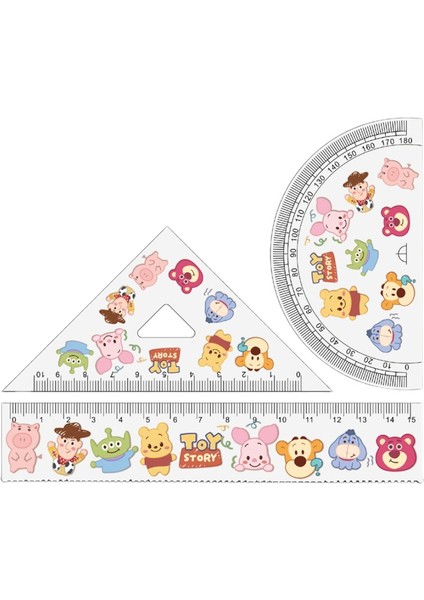 Ayı Boyutlu Cetvel Dört Parçalı Takım Elbise Cetveli Üçgen Cetvel Yuvarlak Cetvel Plastik Baskı Şeffaf Küçük Taze (Yurt Dışından) modelleri