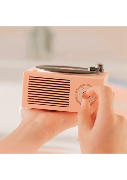 Döner Tabla Hoparlörü Bluetooth Uyumlu V5.0 Taşınabilir Hoparlör Pembe (Yurt Dışından)