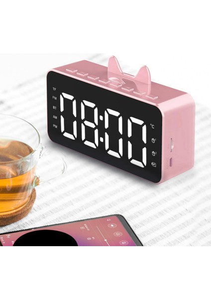 Ev Ofis Için Çok Fonksiyonlu Alarm Radyo Saati LCD Ekran Siyah (Yurt Dışından)