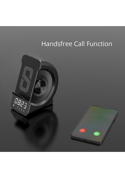 iPhone Için Kablosuz Şarj Aleti Standı Bluetooth Ses Saati (Gri) (Yurt Dışından)