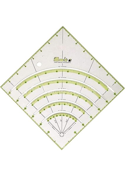 Yaylar ve Fanlar Yorgan Daire Kesici Cetvel, Çok Fonksiyonlu Ark Kesme Patchwork Cetvel Çift Soğuk Çizgili Dıy Araçları (Yurt Dışından)