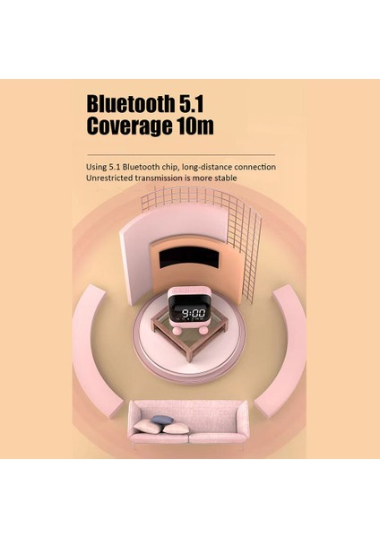 Kablosuz Fm Radyo Bluetooth Hoparlör Masaüstü Çalar Saat -Pembe (Yurt Dışından)