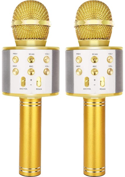 Paket Kablosuz Bluetooth Karaoke Mikrofonu Şarkı Söylemek Için, Altın (Yurt Dışından)