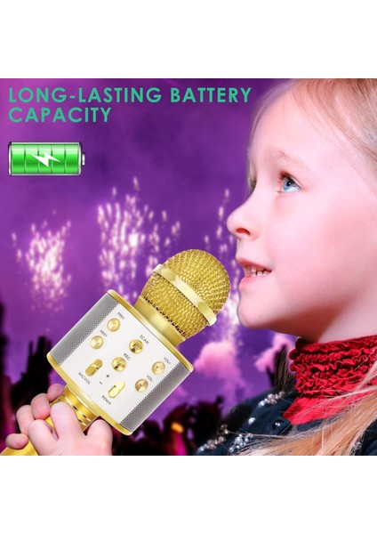 Paket Kablosuz Bluetooth Karaoke Mikrofonu Şarkı Söylemek Için, Altın (Yurt Dışından)