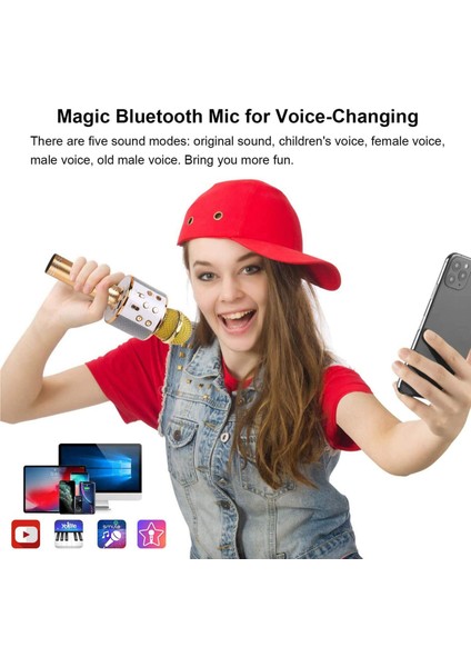 Paket Kablosuz Bluetooth Karaoke Mikrofonu Şarkı Söylemek Için, Altın (Yurt Dışından)