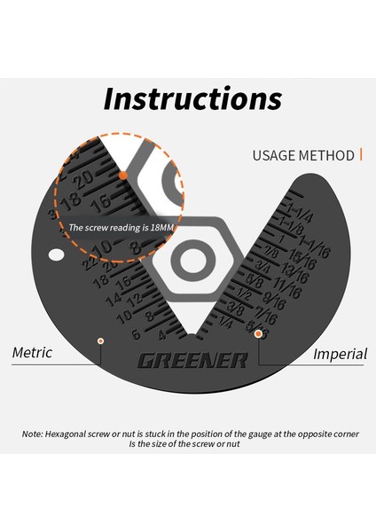 Ölçer Altıgen Vida Somunu Metrik Inç Entegre Model Yarıçap Ölçer 60 Derece Diş Pitch Cetvel Ölçme Aletleri (Yurt Dışından) fırsatları