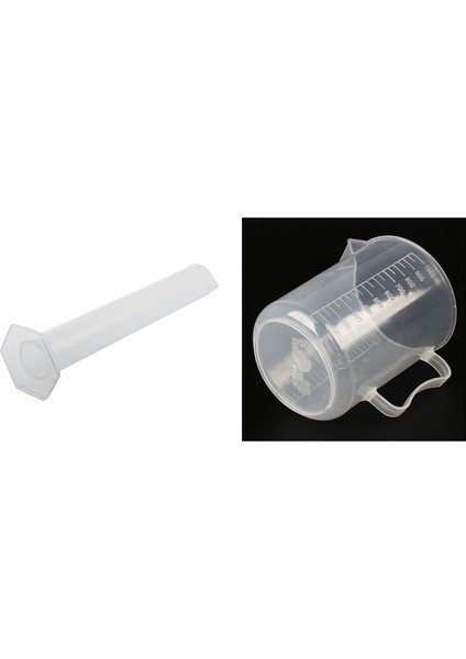 Adet 1000 ml Şeffaf Dereceli Kulplu Beher & 1 Adet Laboratuvar Seti 250 ml Şeffaf Beyaz Plastik Sıvı Ölçüm Dereceli Silindir (Yurt Dışından)