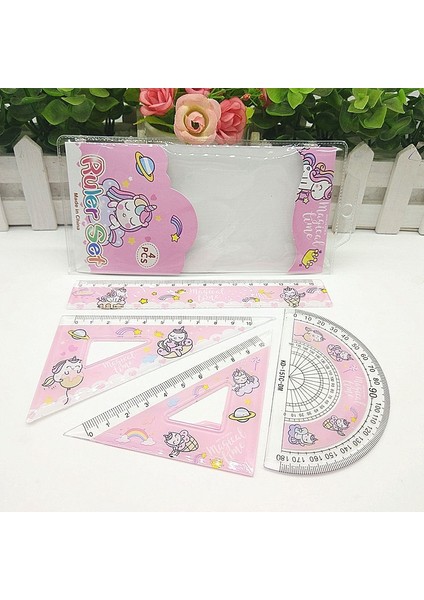 Cetvel Öğrenci Sevimli Karikatür Tek Boynuzlu At Düz Set Cetvel Ikizkenar Üçgen Iletki Net Kırmızı Öğrenme Ölçeği Boyama (Yurt Dışından) fiyatları