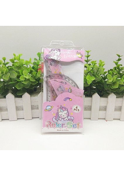 Cetvel Öğrenci Sevimli Karikatür Tek Boynuzlu At Düz Set Cetvel Ikizkenar Üçgen Iletki Net Kırmızı Öğrenme Ölçeği Boyama (Yurt Dışından) modelleri