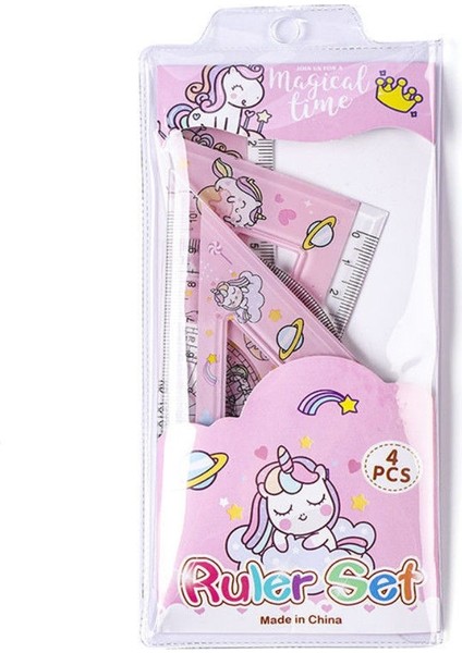 Cetvel Öğrenci Sevimli Karikatür Tek Boynuzlu At Düz Set Cetvel Ikizkenar Üçgen Iletki Net Kırmızı Öğrenme Ölçeği Boyama (Yurt Dışından) fırsatları