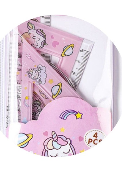 Cetvel Öğrenci Sevimli Karikatür Tek Boynuzlu At Düz Set Cetvel Ikizkenar Üçgen Iletki Net Kırmızı Öğrenme Ölçeği Boyama (Yurt Dışından) indirimleri