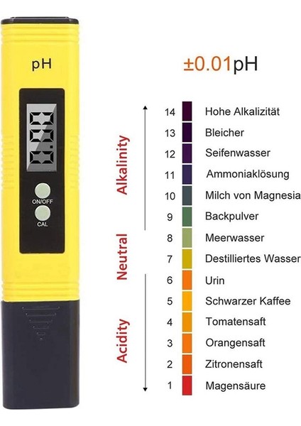 Ncanruı Ph Ölçer Test Cihazı Dijital Ph Ölçer 0.01 Ph Su Kalitesi Testi Dijital Test Cihazı Mutfak, Akvaryum, Havuz, Laboratuvar (Yurt Dışından)