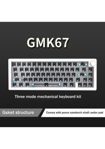 GMK67 Çalışırken Değiştirilebilir Rgb Klavye Seti 2.4g Kablosuz 3 Mod Dıy Siyah (Yurt Dışından)