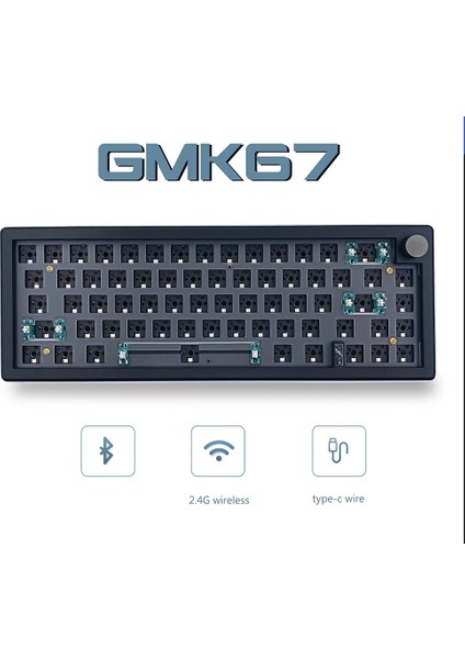 GMK67 Çalışırken Değiştirilebilir Rgb Klavye Seti 2.4g Kablosuz 3 Mod Dıy Siyah (Yurt Dışından)