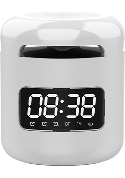 Kablosuz Bluetooth 5.0 Hoparlör Hifi Ses Kalitesi LED Sıcak, Beyaz (Yurt Dışından)