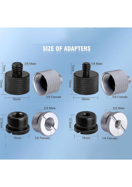 Adet Mikrofon Standı Adaptörü, 5/8 Dişi - 3/8 Erkek, Kamera Tripod Için (Yurt Dışından)
