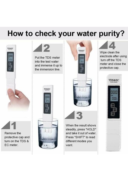 Zoroom Tds Ec Metre Dijital Su Kalitesi Test Cihazı 0-9999 Ppm Ölçüm Aralığı Su Saflığı Sıcaklık Ölçer Test Cihazı (Yurt Dışından) fırsatları