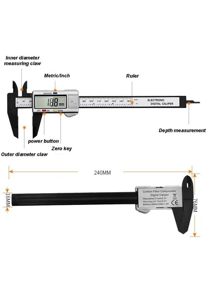 Zk 30 150MM 6 Inç LCD Dijital Elektronik Caon Fiber Sürmeli Kumpas Ölçer Mikrometre Ölçme Aracı Dijital Araçlar Kumpaslar (Yurt Dışından) fırsatları