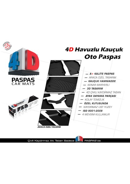 S-Dizayn Dacia Duster 4D Havuzlu Paspas 2009 ve Üzeri A+Kalite