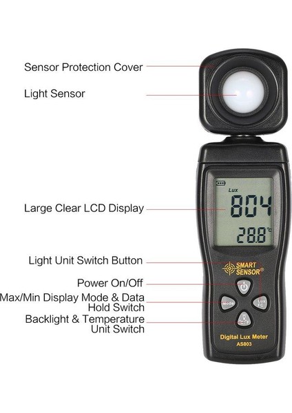Akıllı Sensör AS803 Spektrometre Dijital Lux Metre Parlaklık Test Cihazı Işık Ölçer (Yurt Dışından) modelleri