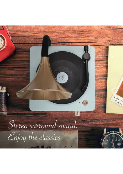 Retro Vinil Kaydedici Kablosuz Bluetooth Hoparlör Taşınabilir-Pembe (Yurt Dışından)