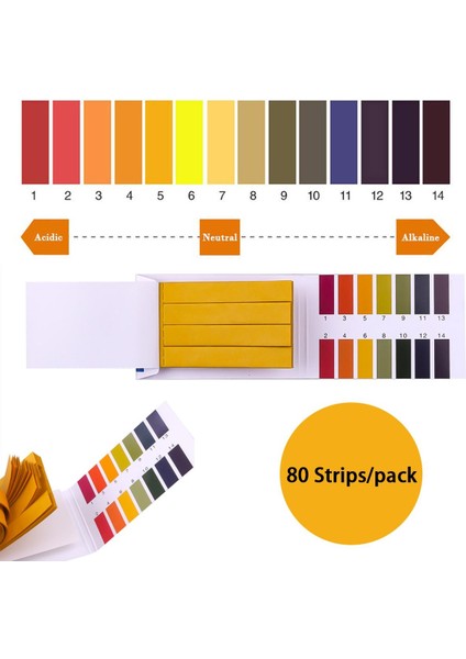80 Şeritler Ph Test Şeritleri Ph Ölçer Ph Denetleyici 1-14ST Gösterge Turnusol Test Cihazı Kağıt Kirlenme Kiti Tükürük Test Araçları Şeritler (Yurt Dışından)