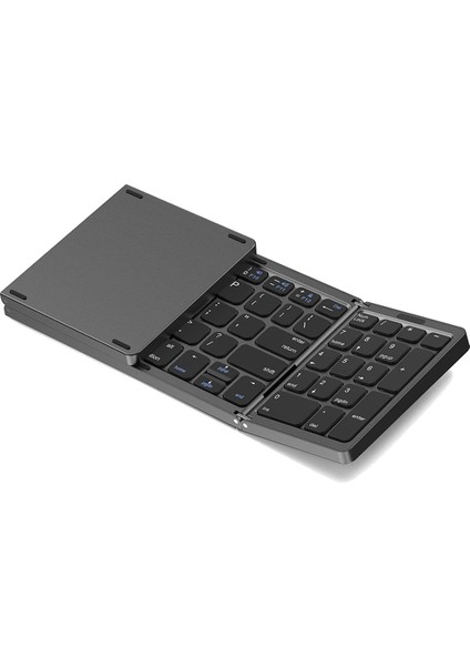 Katlanabilir Bluetooth Klavye, USB Şarj Edilebilir Kablosuz Klavye Siyah (Yurt Dışından)