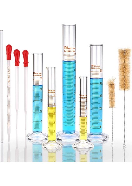 Cam Dereceli Ölçüm Silindirleri Seti, 3 Pipet + 2 Fırça + 1 Karıştırma Çubuğu ile Premium Borosilikat Silindir Seti (Yurt Dışından) fiyatları