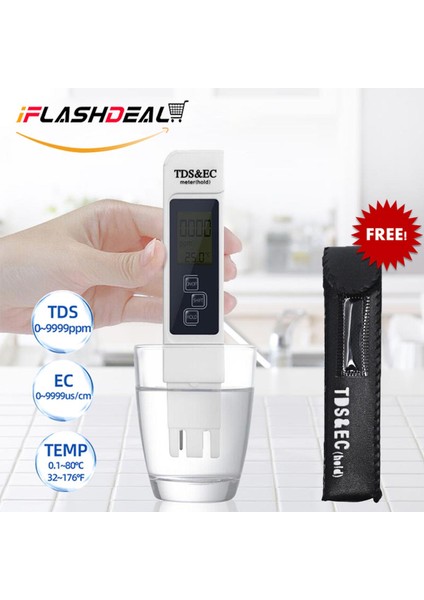 Iflashdeal Tds/ec Metre Iletkenlik Kalemi Ec Tds Kalem Test Cihazı Dijital LCD Metre Su Kalitesi Monitörü Saflık Ölçüm Aracı Havuz Ec Metre Atc Sıcaklığı (Yurt Dışından)
