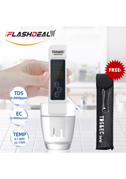 Iflashdeal Tds/ec Metre Iletkenlik Kalemi Ec Tds Kalem Test Cihazı Dijital LCD Metre Su Kalitesi Monitörü Saflık Ölçüm Aracı Havuz Ec Metre Atc Sıcaklığı (Yurt Dışından) fiyatları