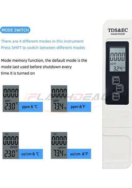 Iflashdeal Tds/ec Metre Iletkenlik Kalemi Ec Tds Kalem Test Cihazı Dijital LCD Metre Su Kalitesi Monitörü Saflık Ölçüm Aracı Havuz Ec Metre Atc Sıcaklığı (Yurt Dışından) modelleri