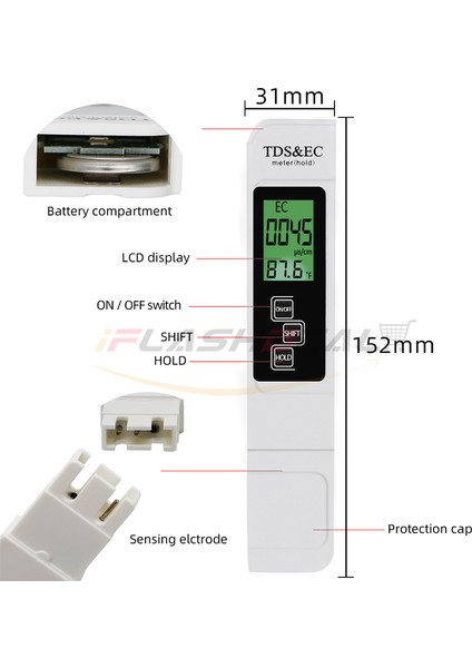Iflashdeal Tds/ec Metre Iletkenlik Kalemi Ec Tds Kalem Test Cihazı Dijital LCD Metre Su Kalitesi Monitörü Saflık Ölçüm Aracı Havuz Ec Metre Atc Sıcaklığı (Yurt Dışından) indirimleri