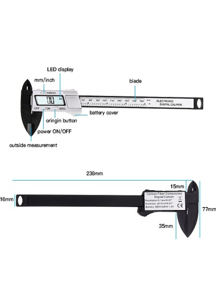 Vastar 150MM Elektronik Dijital 6 Inç Plastik Sürmeli Kumpas Ölçer Mikrometre Kaliperleri Ölçüm Instenti (Yurt Dışından) indirimleri
