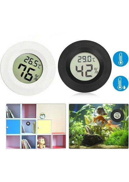 Adet Mini Higrometre Termometre Fahrenheit Veya Santigrat Metre Dijital LCD Monitör Kapalı Oda Yuvarlak Nem Sıcaklık Ölçer Humidors Ev Sera Bebek Odası Sürüngen Kuluçka Makinesi (Yurt Dışından) modelleri