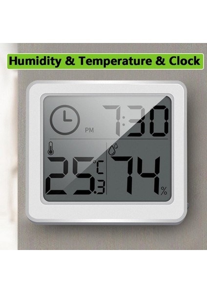 Dası Büyük LCD Ekran Saat Termometre Higrometre Ultra-Ince Çok Fonksiyonlu Otomatik Elektronik Sıcaklık Nem Monitörü Saat (Yurt Dışından)