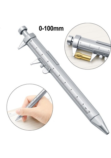 Taşınabilir 0-100MM Vernier Kumpas Rulo Plastik Mini Sürmeli Kumpas 0.5mm Jel Mürekkep Kalem Modeli Slayt Ölçme Ölçme Araçları-Mavi (Yurt Dışından)
