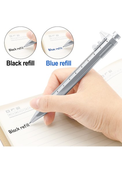 Taşınabilir 0-100MM Vernier Kumpas Rulo Plastik Mini Sürmeli Kumpas 0.5mm Jel Mürekkep Kalem Modeli Slayt Ölçme Ölçme Araçları-Mavi (Yurt Dışından)