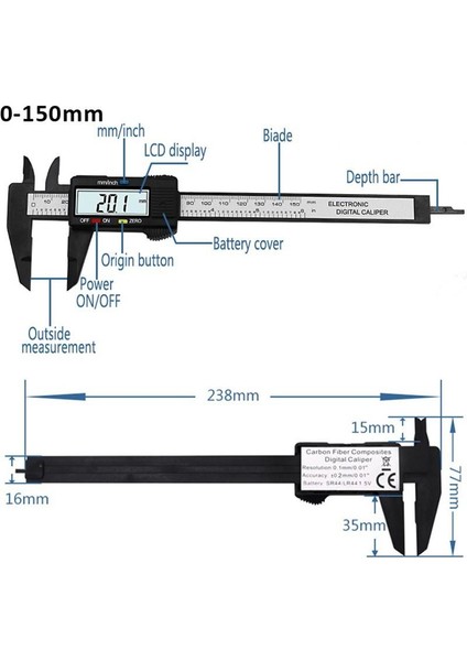 Ev Elektronik Dijital Ekran Sürmeli Kumpas 0-100MM/150MM Plastik Dijital Kumpas Ölçme Aracı Iç ve Dış Çap Enstrüman (Yurt Dışından) fırsatları