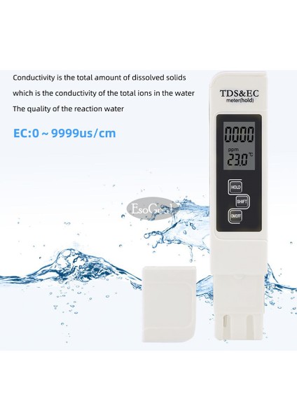 Esogoal Tds/ec Metre Iletkenlik Kalemi Ec Tds Kalem Test Cihazı Dijital LCD Metre Su Kalitesi Monitörü Saflık Ölçüm Aracı Havuz Ec Metre Atc Sıcaklığı (Yurt Dışından) indirimleri