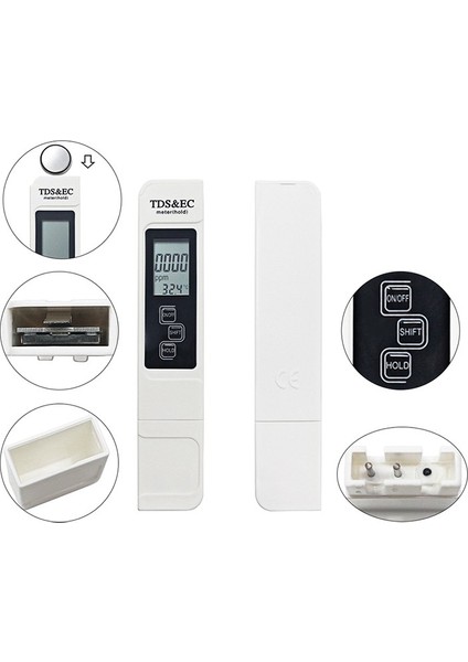 Dası 3 In 1 Tds Ec Metre Sıcaklık Dijital LCD Su Test Kalemi Su Saflığı Ppm Filtre Topraksız Havuz Test Cihazı Su Kalitesi Ölçüm Aracı (Yurt Dışından)