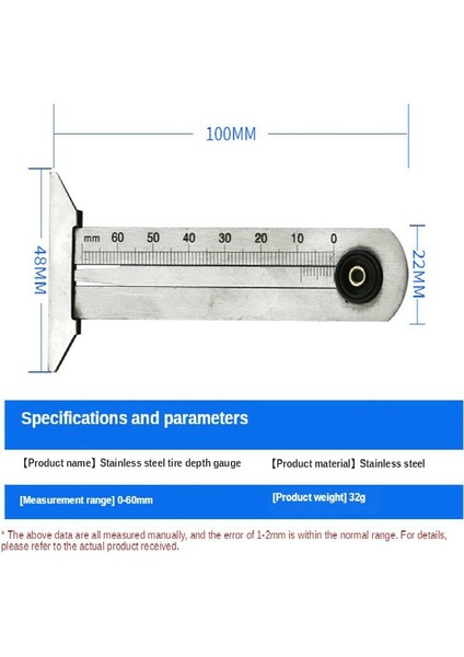 Yüksek Kaliteli 30MM 50MM 60MM Paslanmaz Çelik Lastik Desen Sürmeli Oluk Derinlik Ölçer Ölçüm Aracı Lastik Desen Güvenlik Cetveli (Yurt Dışından) fiyatları