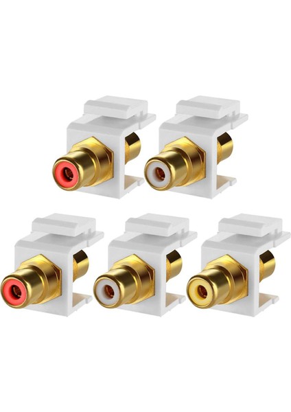 5-Pack Rca Keystone Jack Ekleme Konnektör Soketi Dişi Geçmeli Adaptör Bağlantı Noktası Duvar Plakası Için Altın Kaplama Inline Çoğaltıcı (Yurt Dışından)