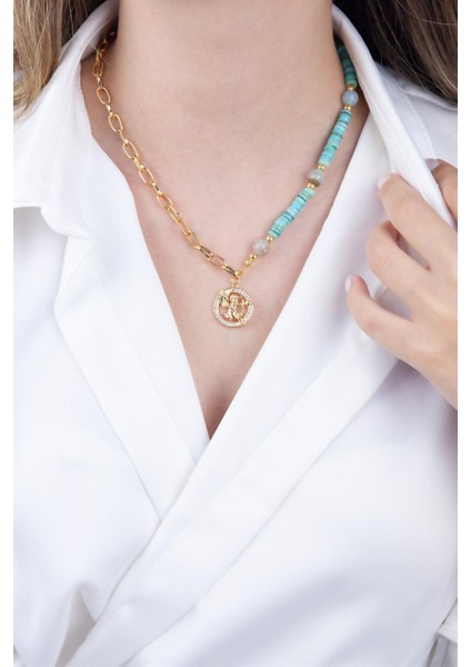 Doğal Taş ve Zincir Eros Kolye