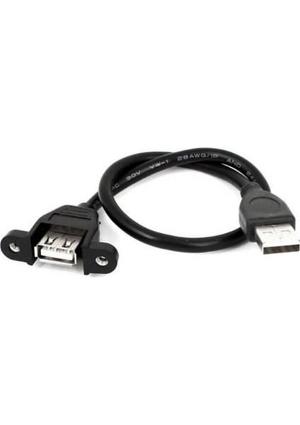 60 cm USB 2.0 A Erkek - Dişi Panel Montajlı Montaj Vidası Kilit Uzatma Kablosu (Yurt Dışından)