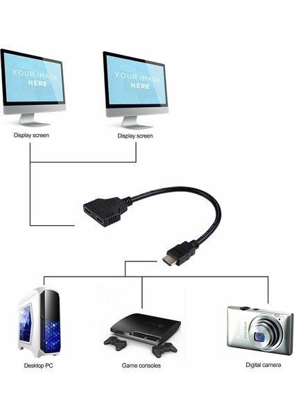 HDMI Bağlantı Noktası Erkek - Dişi 1 Giriş 2 Çıkış Ayırıcı Kablo 1080P Adaptör Dönüştürücü (Yurt Dışından) fırsatları