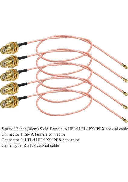 10 Adet Sma Konnektör Kablosu Dişi Ufl/u.fl/ıpx/ıpex Rf Veya Yok Konektör Koaksiyel Adaptör Düzeneği RG178 Pigtail Kablo (Yurt Dışından)