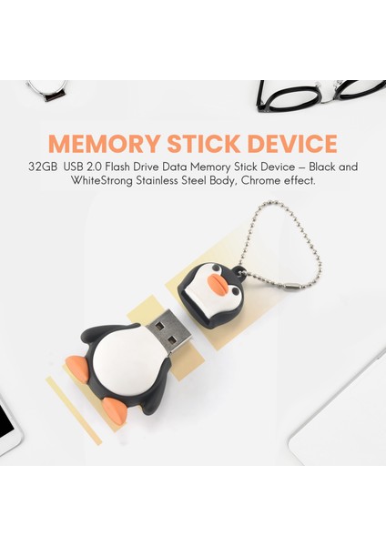 32GB Yenilik Sevimli Bebek Penguen USB 2.0 Flash Sürücü Veri Memory Stick Cihazı - Siyah Beyaz (Yurt Dışından)